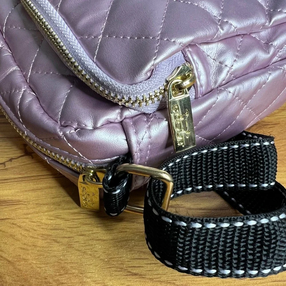 Scout Micromanager Quilted Crossbody Bag Small Metallic Pink Adjustable Casual